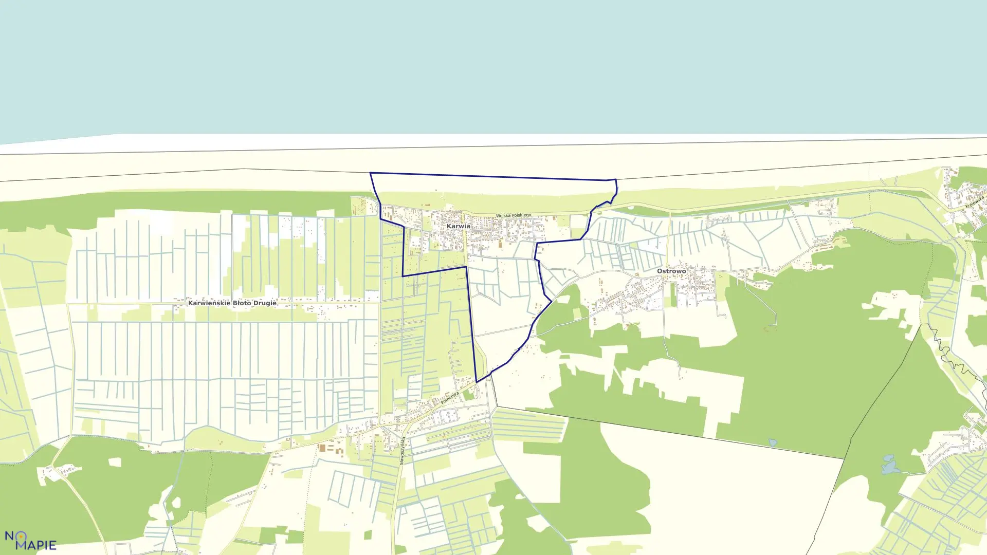 Mapa obrębu Karwia w gminie Władysławowo